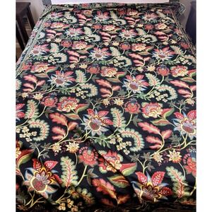 April Cornell Black Floral Tablecloth 60"x 88" French Country Farmhouse Cottage